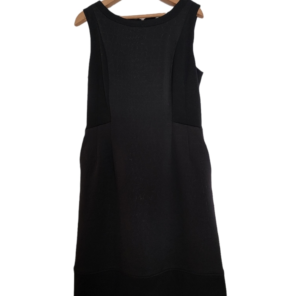 Halogen black tone on tone pattern sleeveless midi sheath dress SZ8